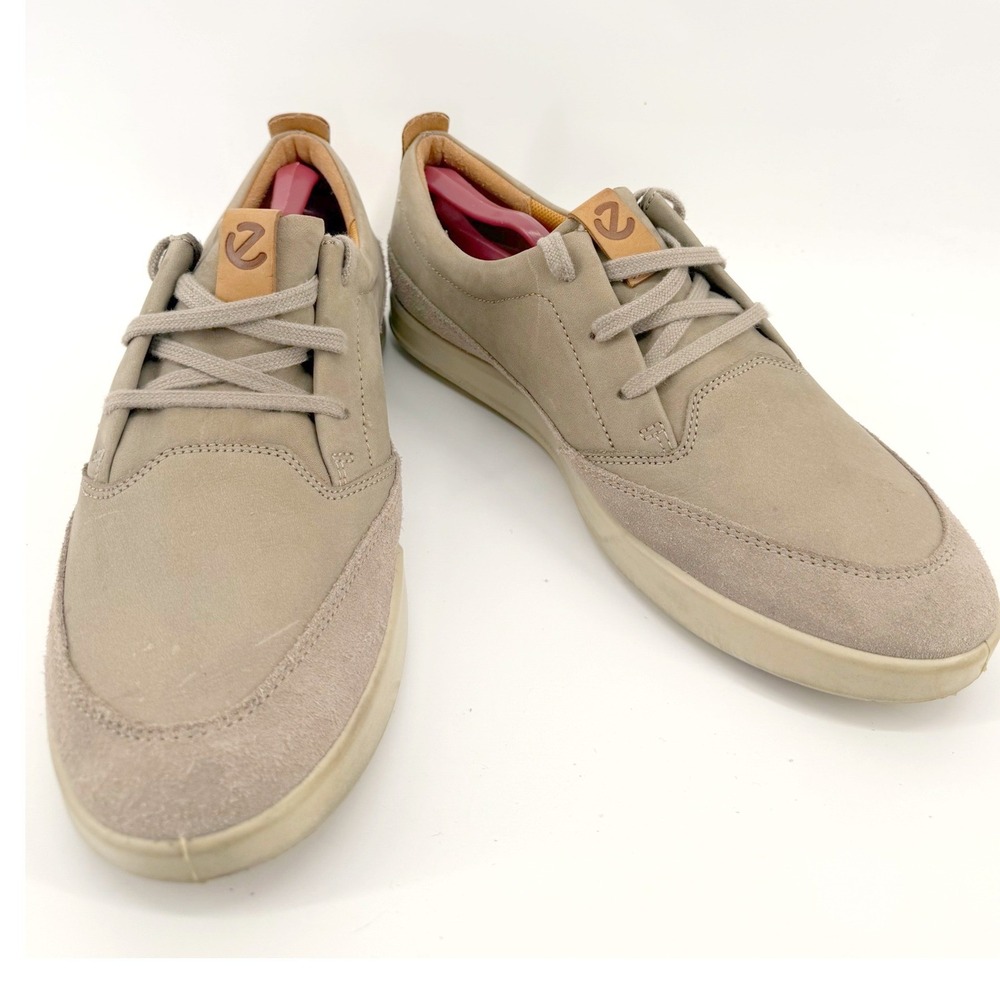 ECCO Kyle Street Sneakers Mens 12 Taupe Excellent Leather Suede Low Top Shoes